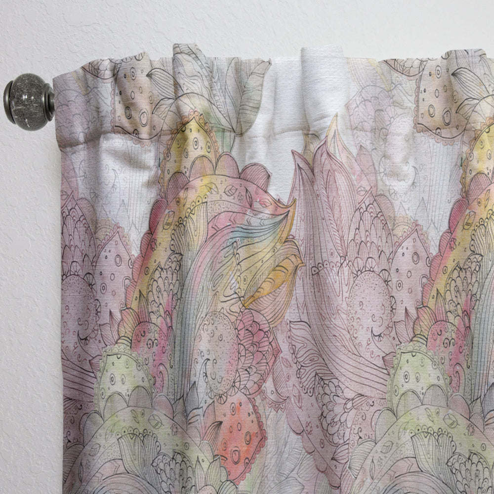 Watercolor Painting with Ethnic Motif - Bohemian &amp; Eclectic Curtain - 1 Panel