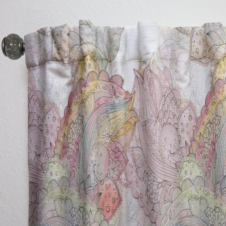 Watercolor Painting with Ethnic Motif - Bohemian &amp; Eclectic Curtain - 1 Panel