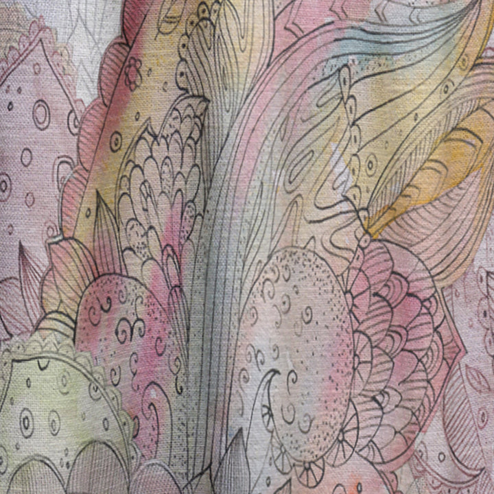 Watercolor Painting with Ethnic Motif - Bohemian &amp; Eclectic Curtain - 1 Panel