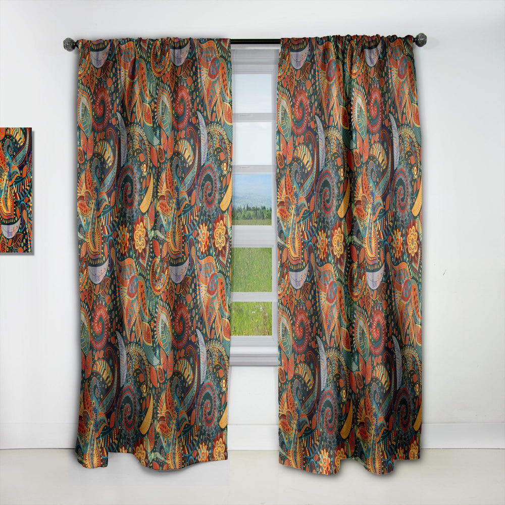 Paisley Floral Pattern - Bohemian &amp; Eclectic Curtain - 1 Panel