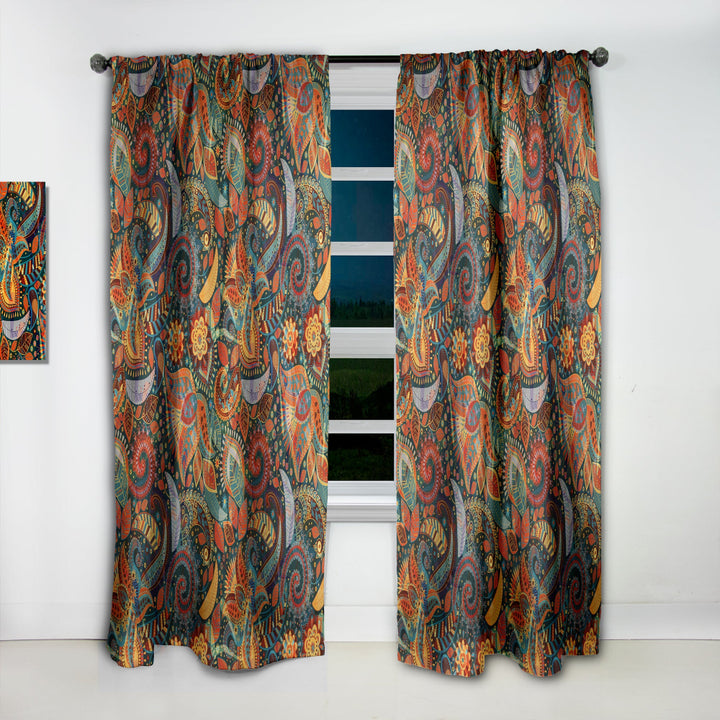 Paisley Floral Pattern - Bohemian &amp; Eclectic Curtain - 1 Panel