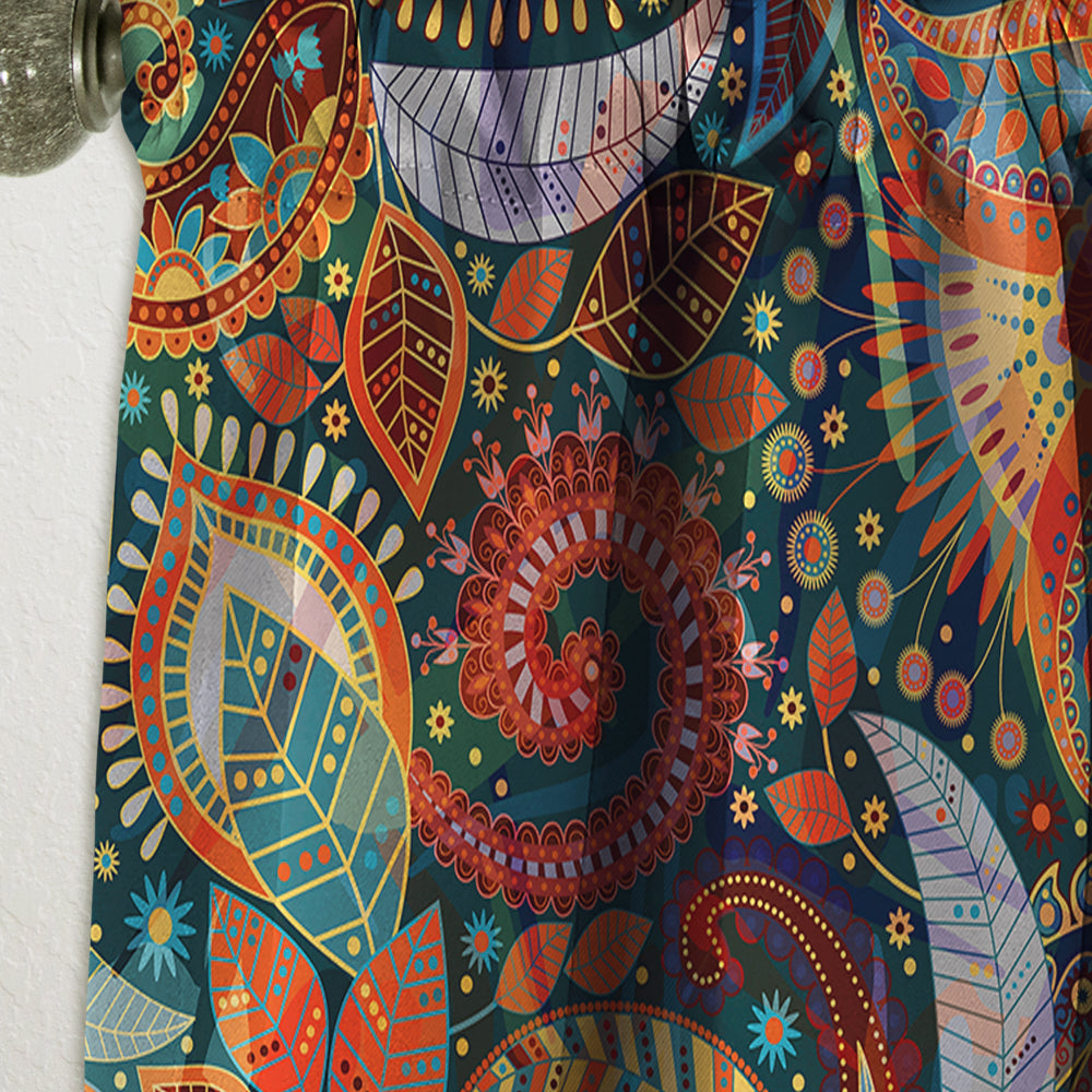 Paisley Floral Pattern - Bohemian &amp; Eclectic Curtain - 1 Panel