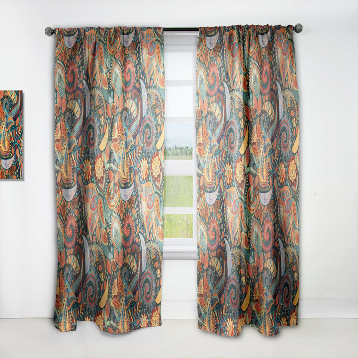 Paisley Floral Pattern - Bohemian &amp; Eclectic Curtain - 1 Panel