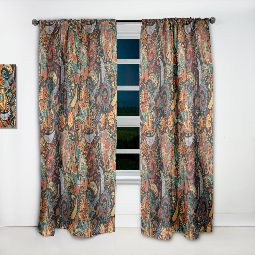Paisley Floral Pattern - Bohemian &amp; Eclectic Curtain - 1 Panel