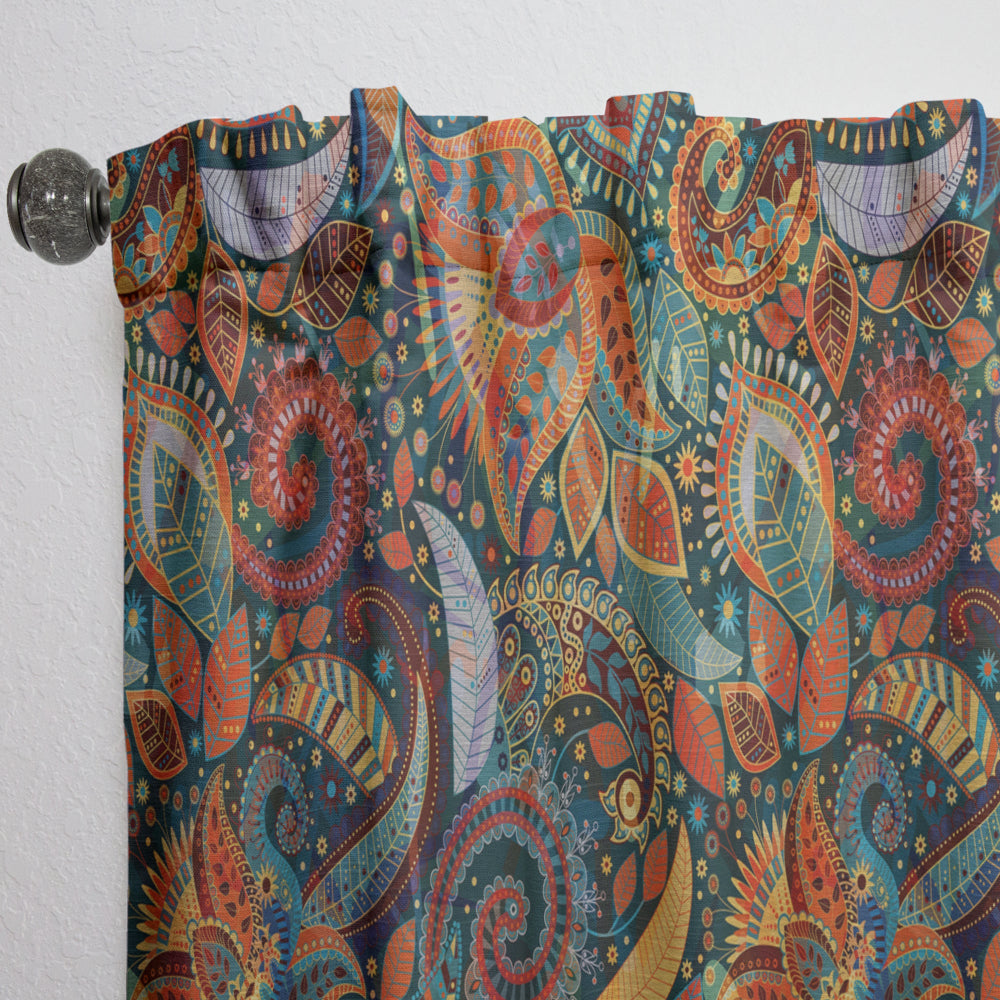 Paisley Floral Pattern - Bohemian &amp; Eclectic Curtain - 1 Panel