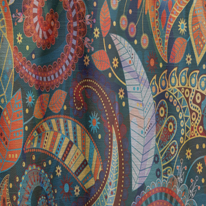 Paisley Floral Pattern - Bohemian &amp; Eclectic Curtain - 1 Panel
