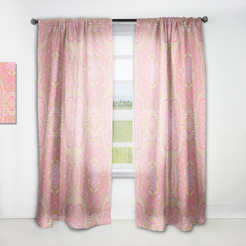 Pink and Green Star Mandala - Bohemian & Eclectic Curtain - 1 Panel