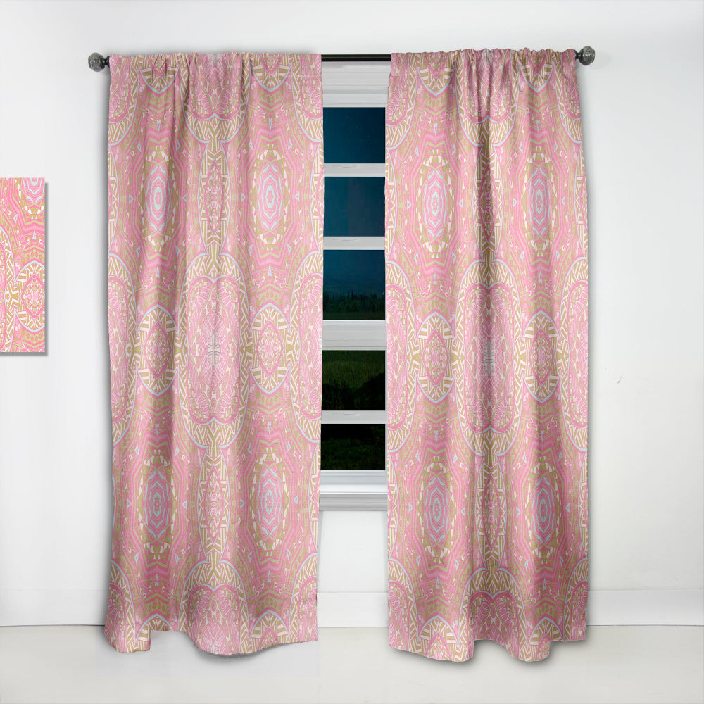 Pink and Green Star Mandala - Bohemian &amp; Eclectic Curtain - 1 Panel