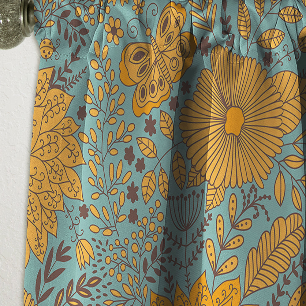 Flower Pattern Botanic Texture - Bohemian &amp; Eclectic Curtain - 1 Panel