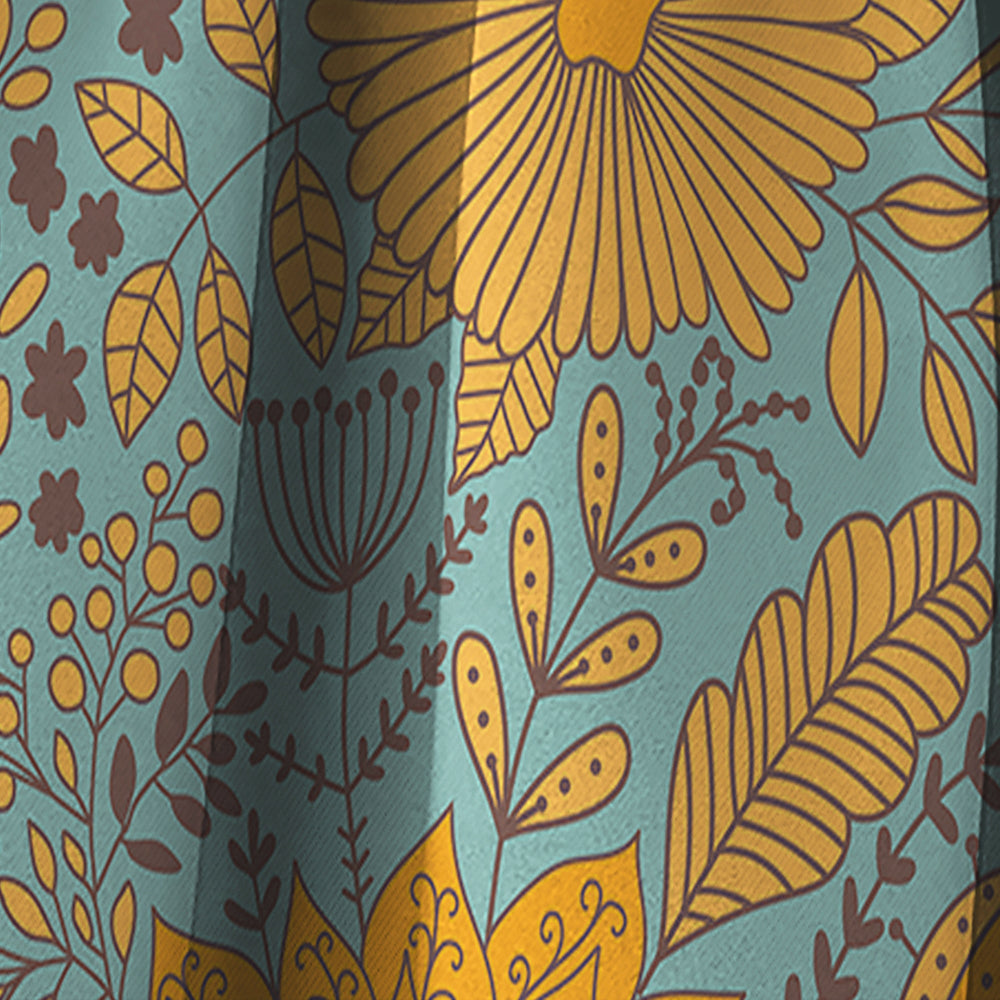 Flower Pattern Botanic Texture - Bohemian &amp; Eclectic Curtain - 1 Panel
