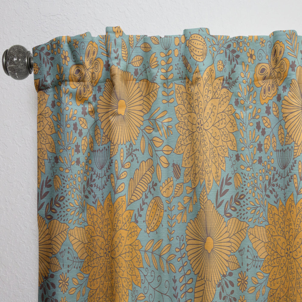 Flower Pattern Botanic Texture - Bohemian &amp; Eclectic Curtain - 1 Panel