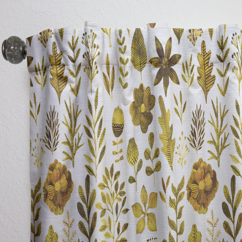 Watercolor Texture with Flowers &amp; Plants - Modern &amp; Contemporary Curtain - 1 Panel