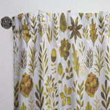Watercolor Texture with Flowers & Plants - Modern & Contemporary Curtain - 1 Panel