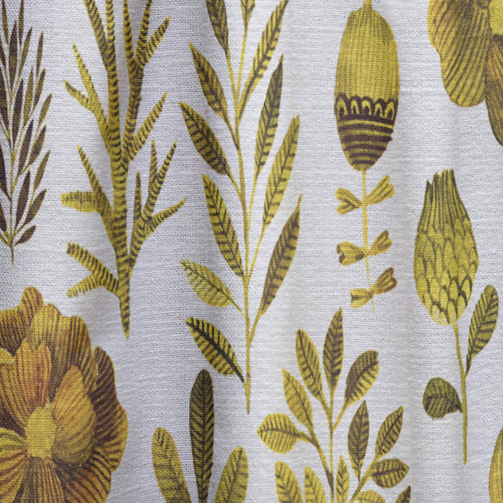 Watercolor Texture with Flowers &amp; Plants - Modern &amp; Contemporary Curtain - 1 Panel