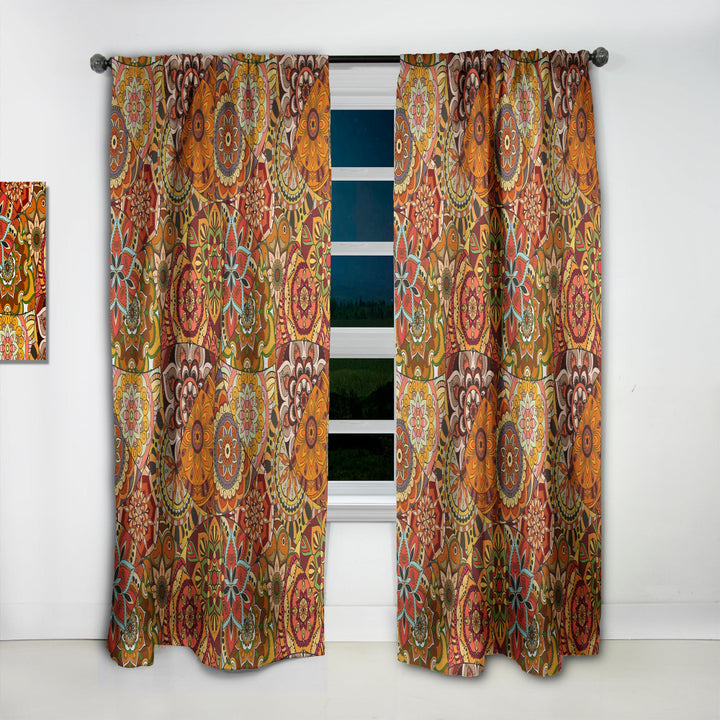 Pattern Tile with Mandalas - Bohemian &amp; Eclectic Curtain - 1 Panel