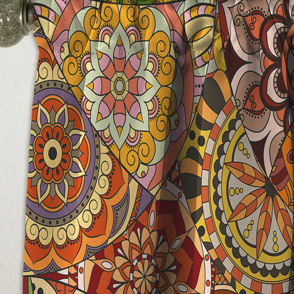 Pattern Tile with Mandalas - Bohemian &amp; Eclectic Curtain - 1 Panel
