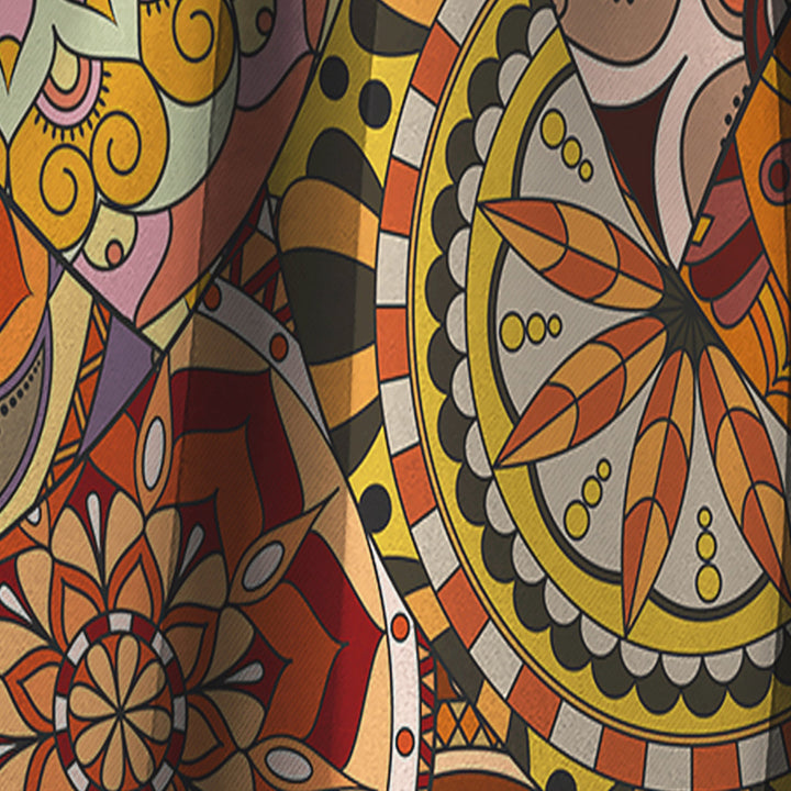 Pattern Tile with Mandalas - Bohemian &amp; Eclectic Curtain - 1 Panel