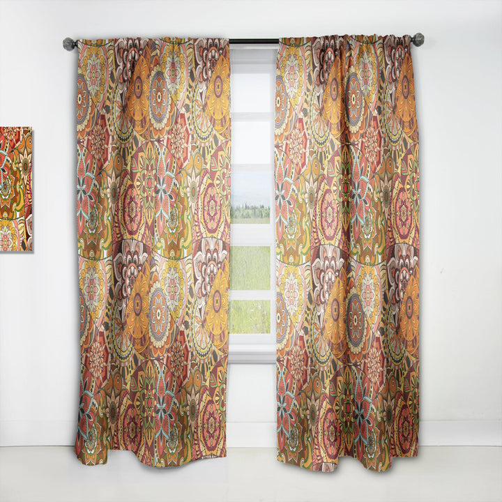 Pattern Tile with Mandalas - Bohemian &amp; Eclectic Curtain - 1 Panel