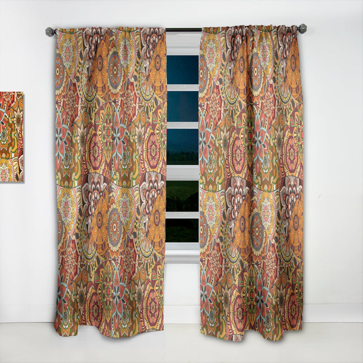 Pattern Tile with Mandalas - Bohemian &amp; Eclectic Curtain - 1 Panel