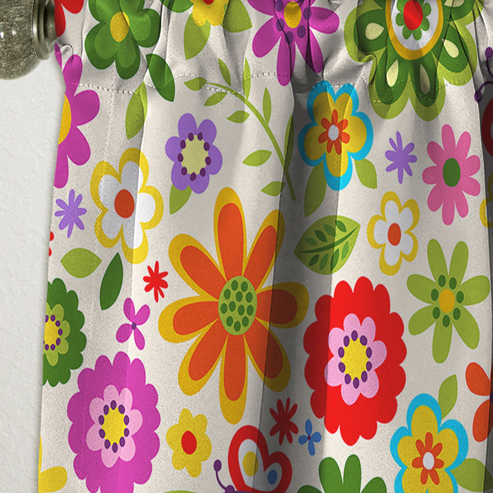 Retro Flower Pattern - Bohemian &amp; Eclectic Curtain - 1 Panel