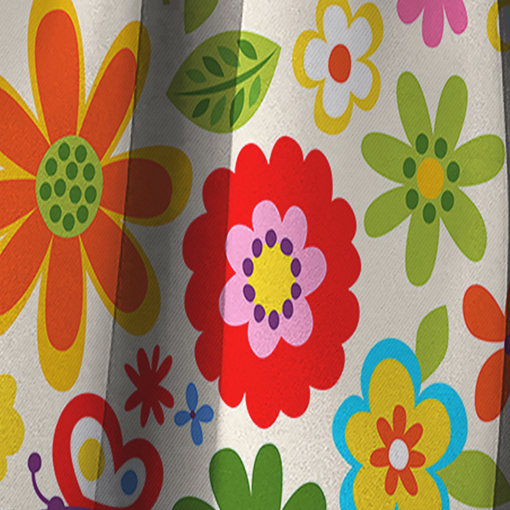 Retro Flower Pattern - Bohemian &amp; Eclectic Curtain - 1 Panel