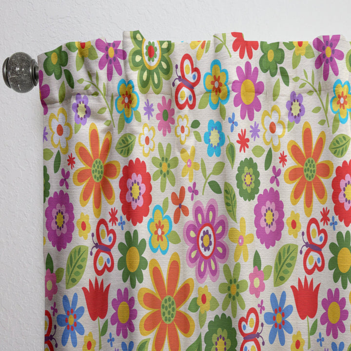 Retro Flower Pattern - Bohemian &amp; Eclectic Curtain - 1 Panel