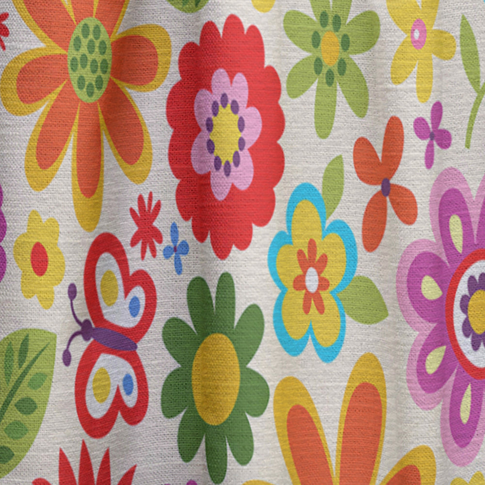 Retro Flower Pattern - Bohemian &amp; Eclectic Curtain - 1 Panel