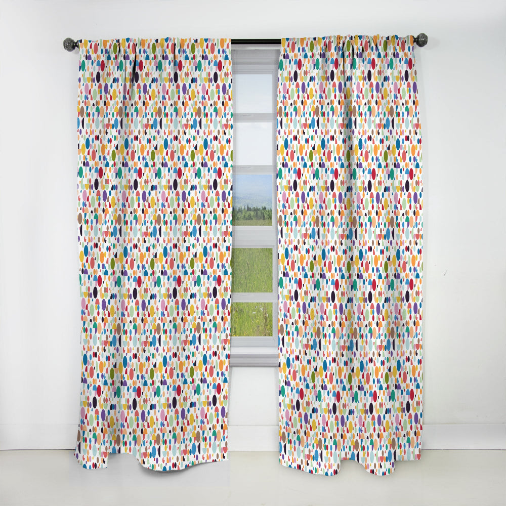 Retro Abstract Geometric Pattern - Mid-Century Modern Curtain - 1 Panel