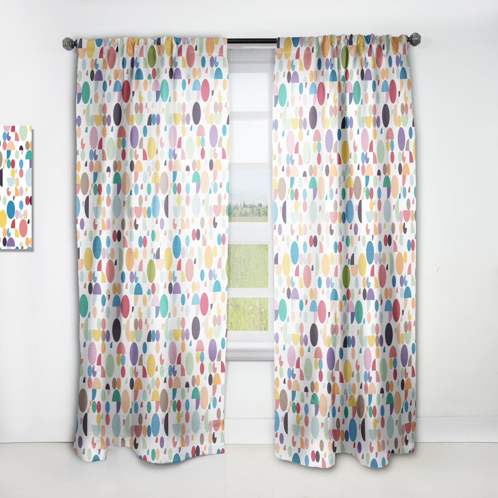 Retro Abstract Geometric Pattern - Mid-Century Modern Curtain - 1 Panel