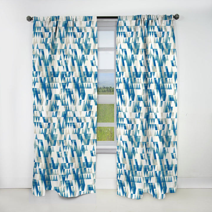 Triangular Modern Geometric Blue - Modern &amp; Contemporary Curtain - 1 Panel