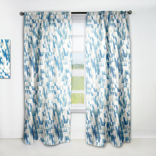 Triangular Modern Geometric Blue - Modern & Contemporary Curtain - 1 Panel