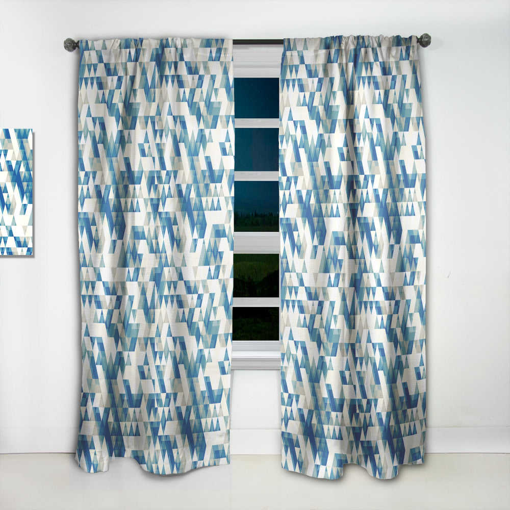 Triangular Modern Geometric Blue - Modern &amp; Contemporary Curtain - 1 Panel