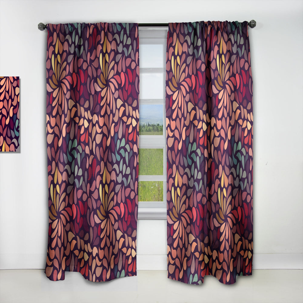 Abstract Floral Pattern - Bohemian &amp; Eclectic Curtain - 1 Panel