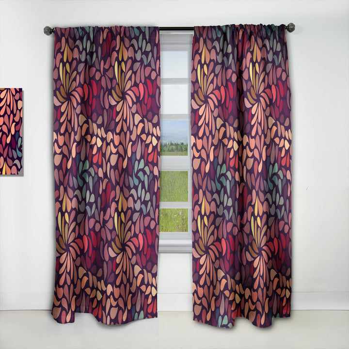 Abstract Floral Pattern - Bohemian &amp; Eclectic Curtain - 1 Panel