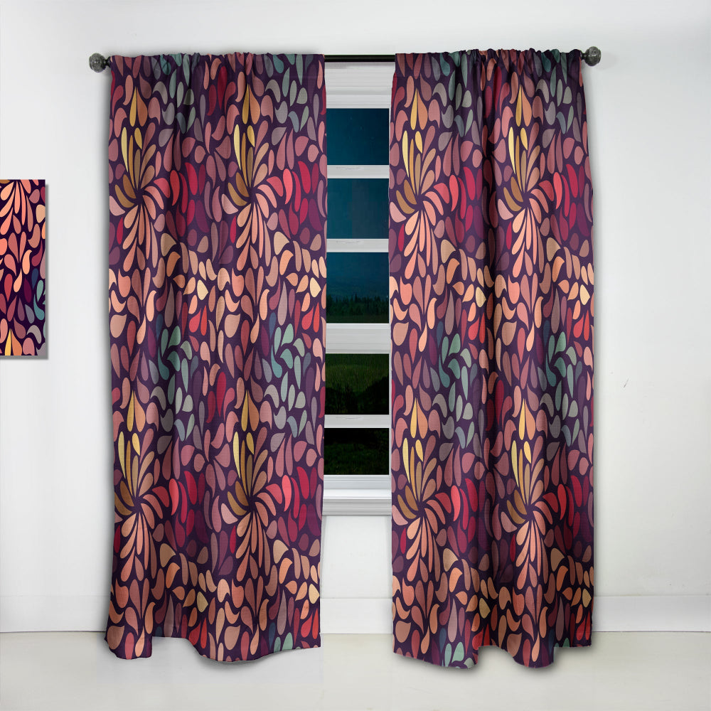 Abstract Floral Pattern - Bohemian &amp; Eclectic Curtain - 1 Panel