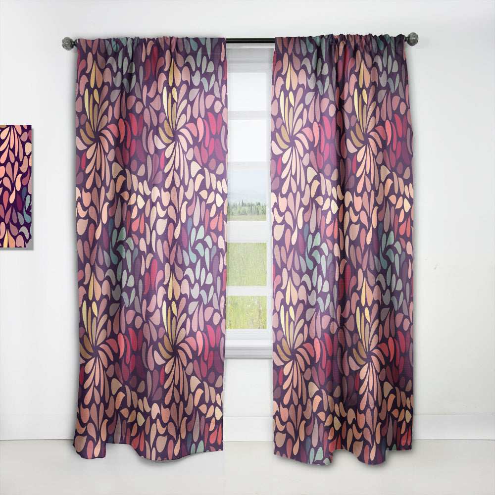 Abstract Floral Pattern' Bohemian & Eclectic Curtain 1 Panel Sheer