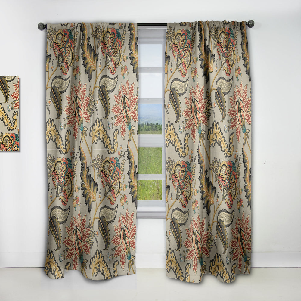 Vintage Indian Floral Pattern - Tropical Curtain - 1 Panel