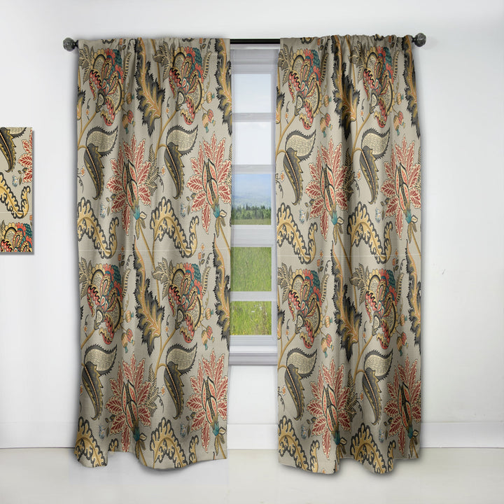 Vintage Indian Floral Pattern - Tropical Curtain - 1 Panel