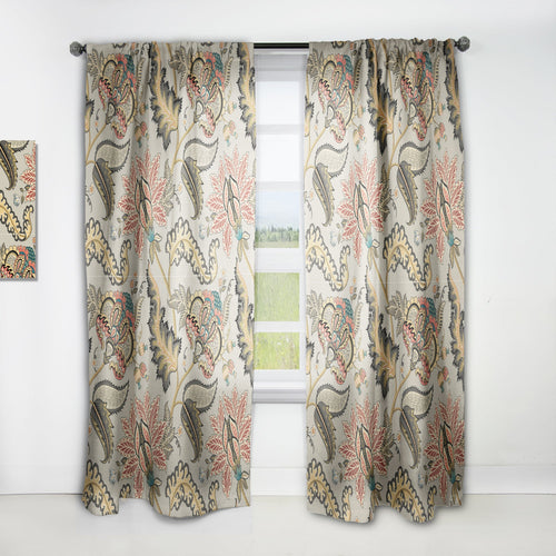 Vintage Indian Floral Pattern - Tropical Curtain - 1 Panel