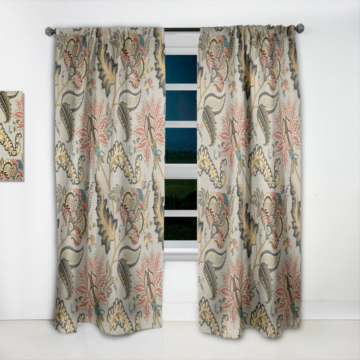 Vintage Indian Floral Pattern - Tropical Curtain - 1 Panel