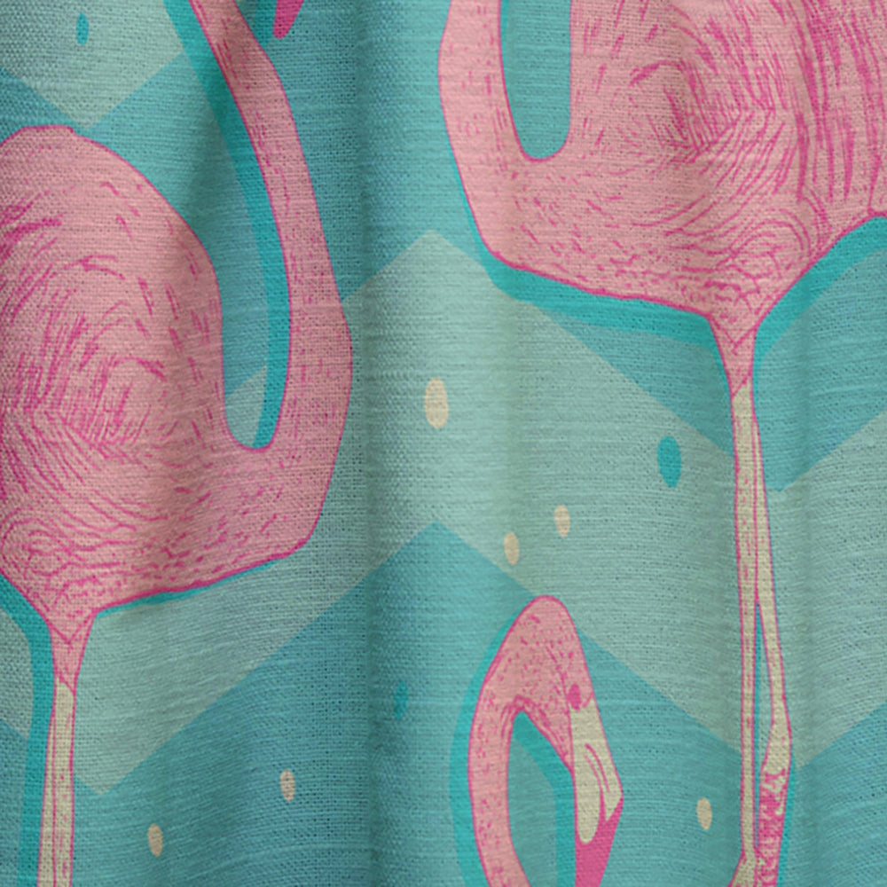 Pink Flamingo Birds - Tropical Curtain - 1 Panel