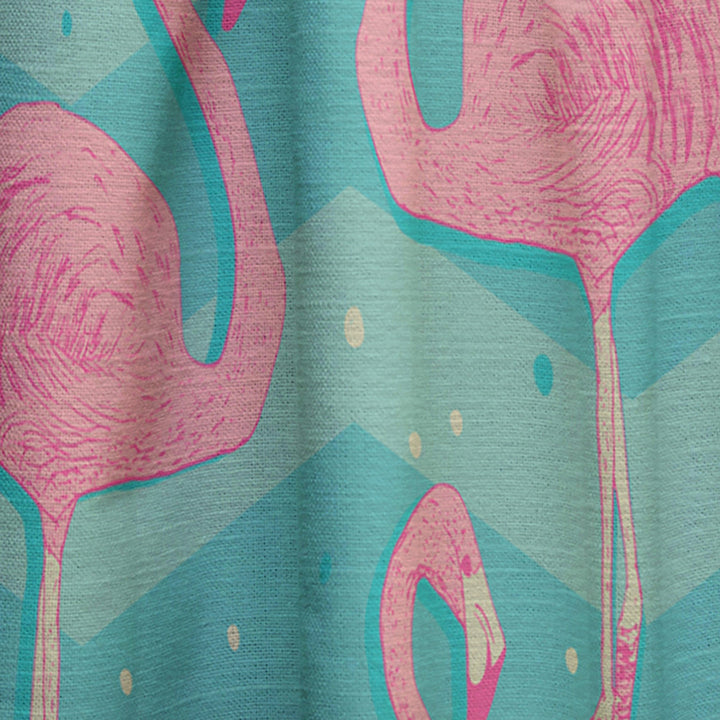 Pink Flamingo Birds - Tropical Curtain - 1 Panel