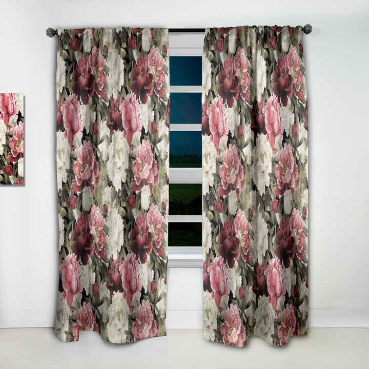 Floral Pattern with Peonies - Bohemian &amp; Eclectic Curtain - 1 Panel
