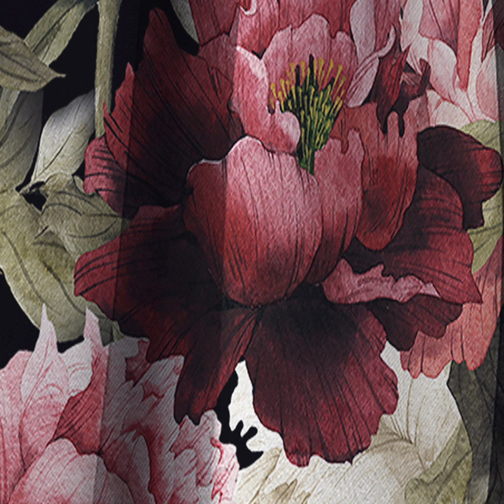 Floral Pattern with Peonies - Bohemian &amp; Eclectic Curtain - 1 Panel