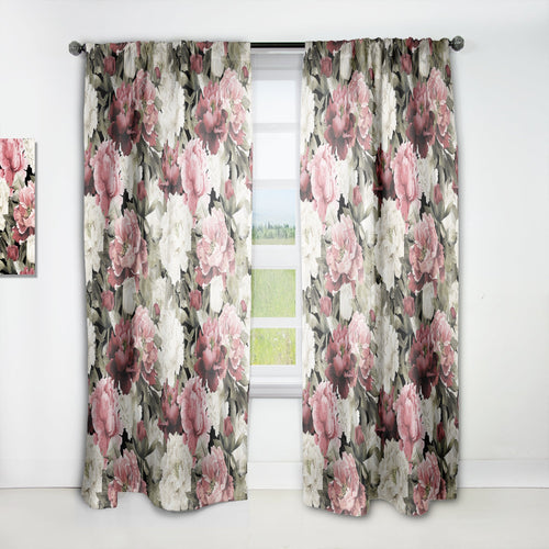 Floral Pattern with Peonies - Bohemian & Eclectic Curtain - 1 Panel