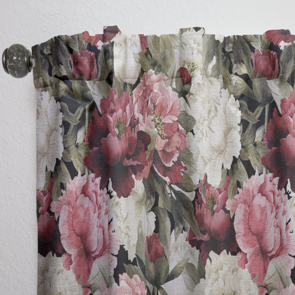 Floral Pattern with Peonies - Bohemian &amp; Eclectic Curtain - 1 Panel