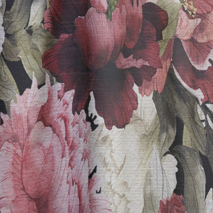 Floral Pattern with Peonies - Bohemian &amp; Eclectic Curtain - 1 Panel