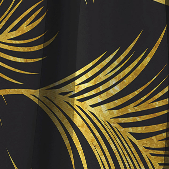 Golden Tropical Leaves Pattern - Modern &amp; Contemporary Curtain - 1 Panel