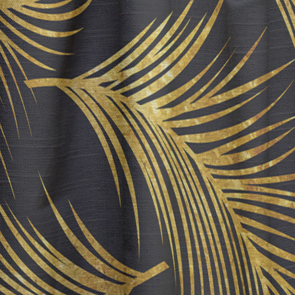 Golden Tropical Leaves Pattern - Modern &amp; Contemporary Curtain - 1 Panel