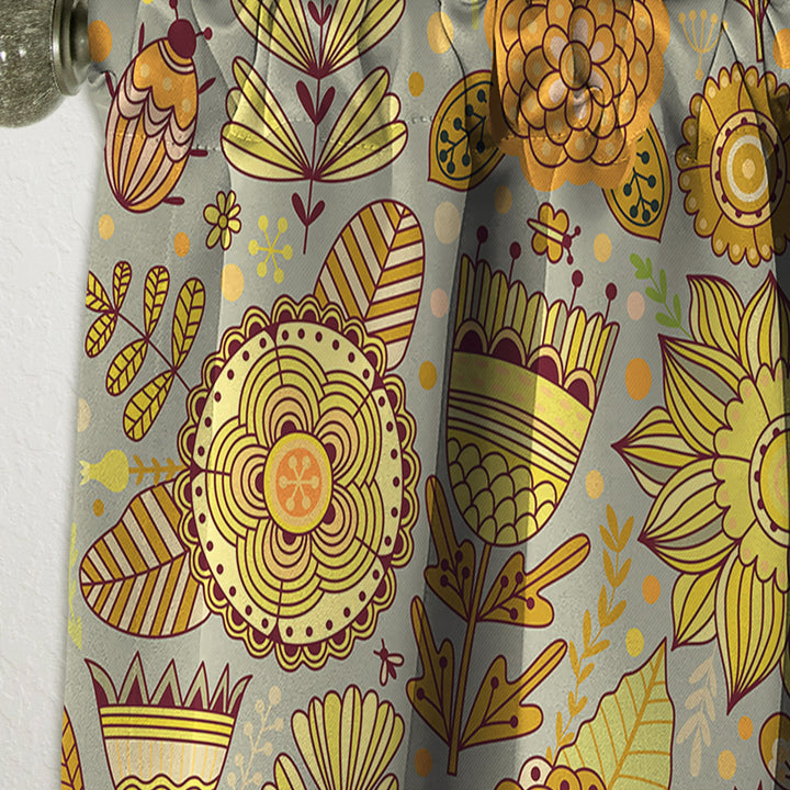 Flower Pattern Botanic Texture - Modern &amp; Contemporary Curtain - 1 Panel